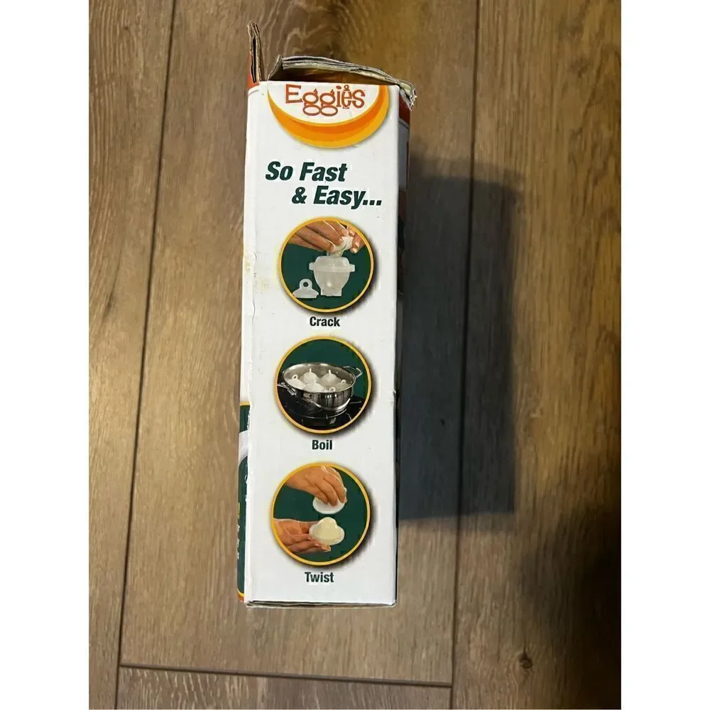 Eggies Hard Boiled Poached Egg Cooker w 6 Cookers and Bonus Separator New in Box